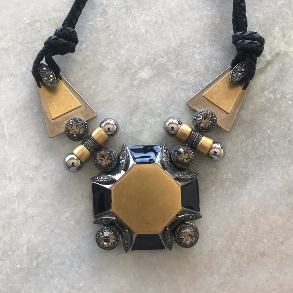 J.Crew - Black/Gold Pendant Statement Necklace - Picture 1 of 4